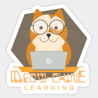 Meow-chine Learning, Orange Cat With Laptop Sticker